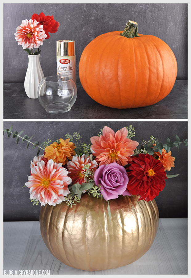 DIY Metallic Pumpkin Planter Vicky Barone