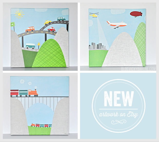 New Artwork on Etsy: Transportation Canvas Wall Art