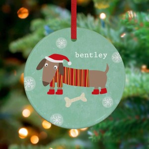 Dressed Up Dachshund - Personalized Holiday Ornament by Vicky Barone on Etsy