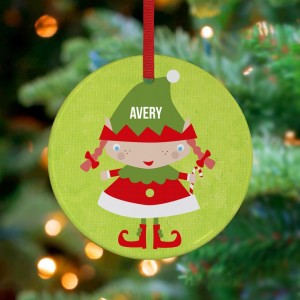 Little Girl Elf - Personalized Holiday Ornament by Vicky Barone on Etsy