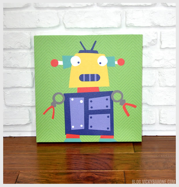 Robots Rule: Elliot | Vicky Barone | New Artwork on Etsy | Canvas Wall Art for Kids