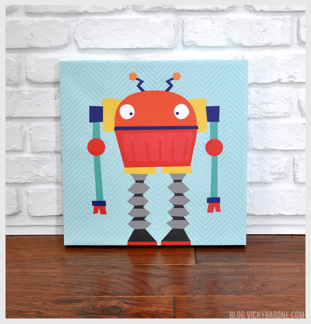 Robots Rule: Phil | Vicky Barone | New Artwork on Etsy | Canvas Wall Art for Kids