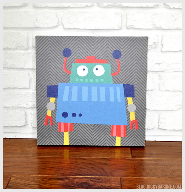 Robots Rule: Stewart | Vicky Barone | New Artwork on Etsy | Canvas Wall Art for Kids
