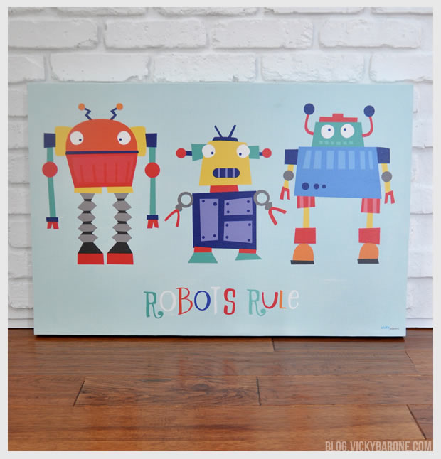 Robots Rule | Vicky Barone | New Artwork on Etsy | Canvas Wall Art for Kids