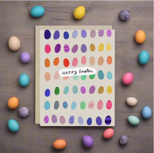 Happy Easter Card - Colorful Eggs Card by Vicky Barone