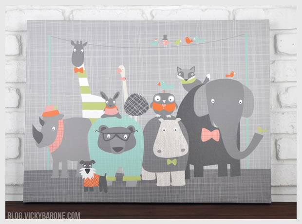 Happy Animal Herd | Personalized Canvas Wall Art for Kids | Vicky Barone on Etsy