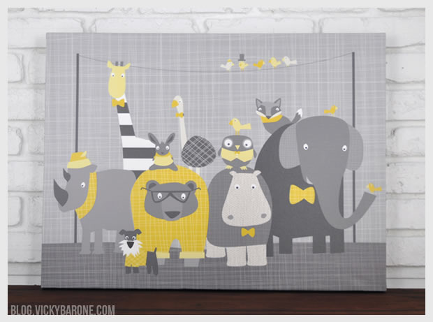 Happy Animal Herd | Personalized Canvas Wall Art for Kids | Vicky Barone on Etsy