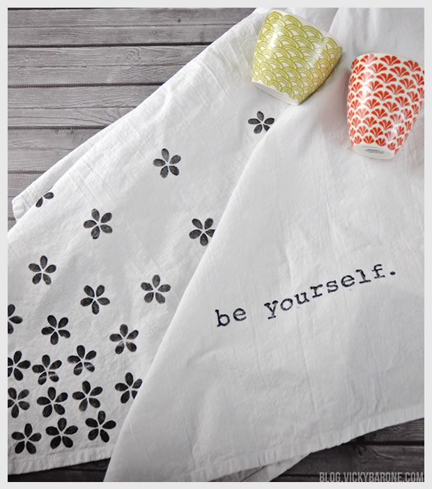 DIY Stamped Tea Towels | Vicky Barone