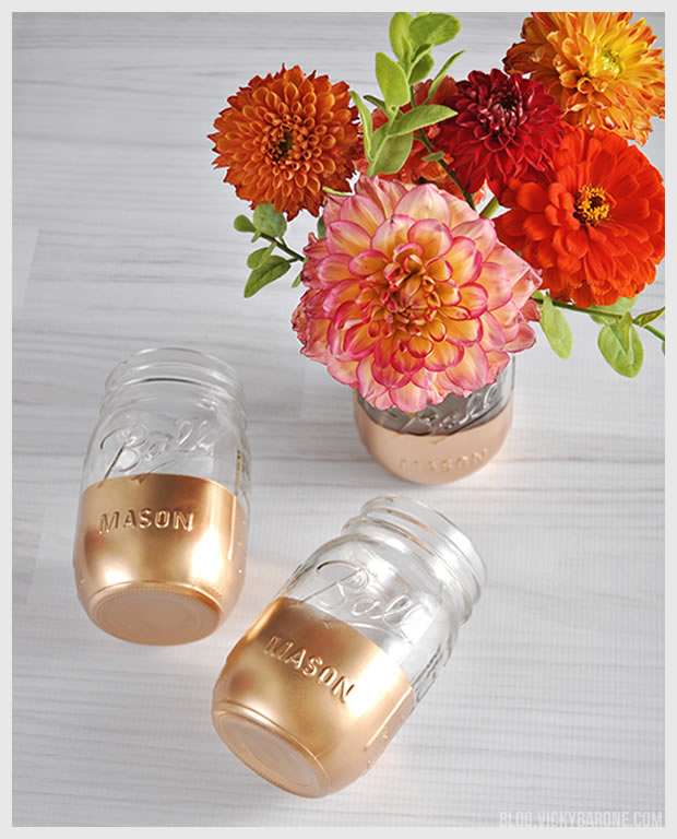 DIY Gold Dipped Mason Jars | Vicky Barone