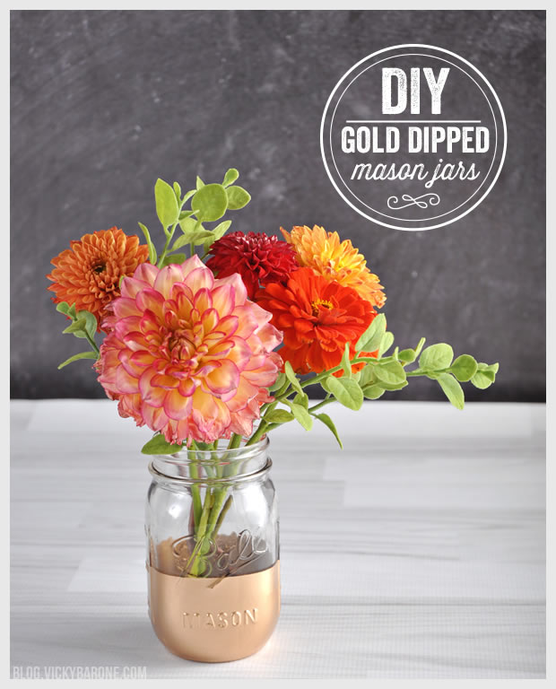 DIY Gold Dipped Mason Jars