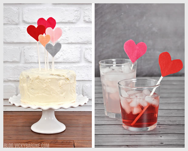 Felt Heart Drink Stirrers | Vicky Barone
