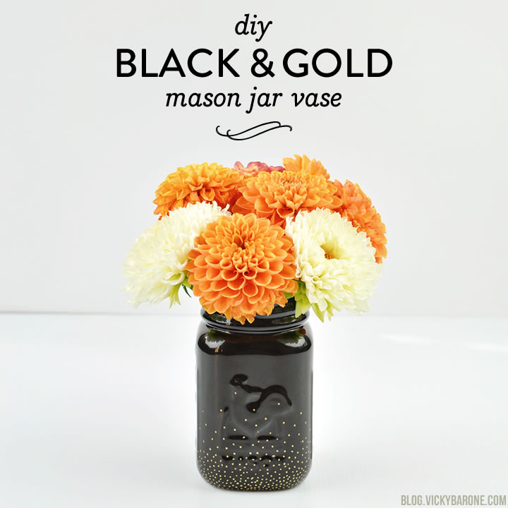 DIY Black & Gold Mason Jar Vase