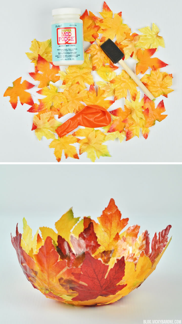 DIY Fabric Mod Podge Leaf Bowl | Vicky Barone