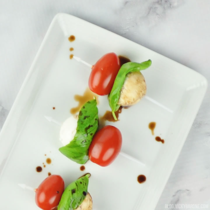 Mini Caprese Salad Bites | Vicky Barone | Superbowl Appetizer Ideas