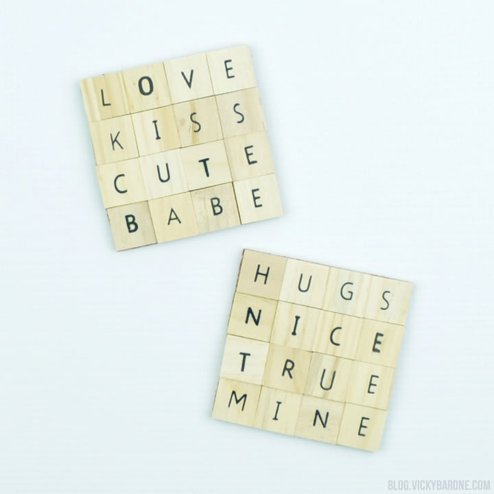 DIY Valentine's Day Coasters | Scrabble Letter Tiles | Vicky Barone