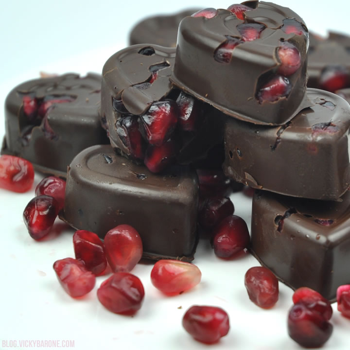 Dark Chocolate Pomegranate Hearts | Vicky Barone