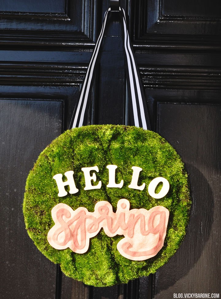 DIY Moss Door Hanger | Hello Spring | Vicky Barone