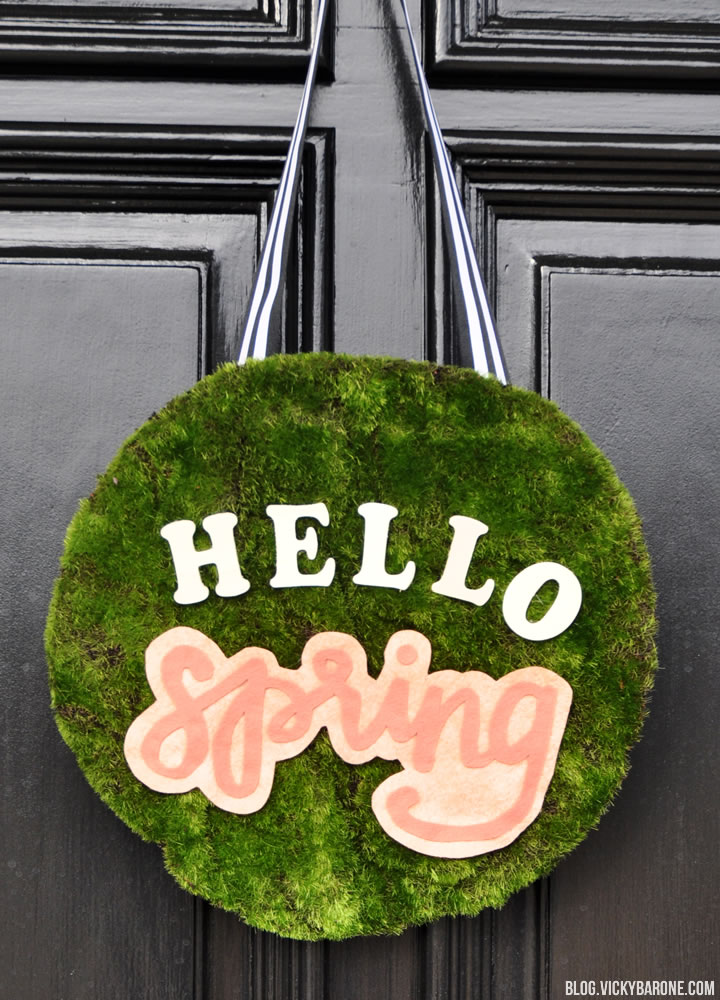 DIY Moss Door Hanger | Hello Spring | Vicky Barone