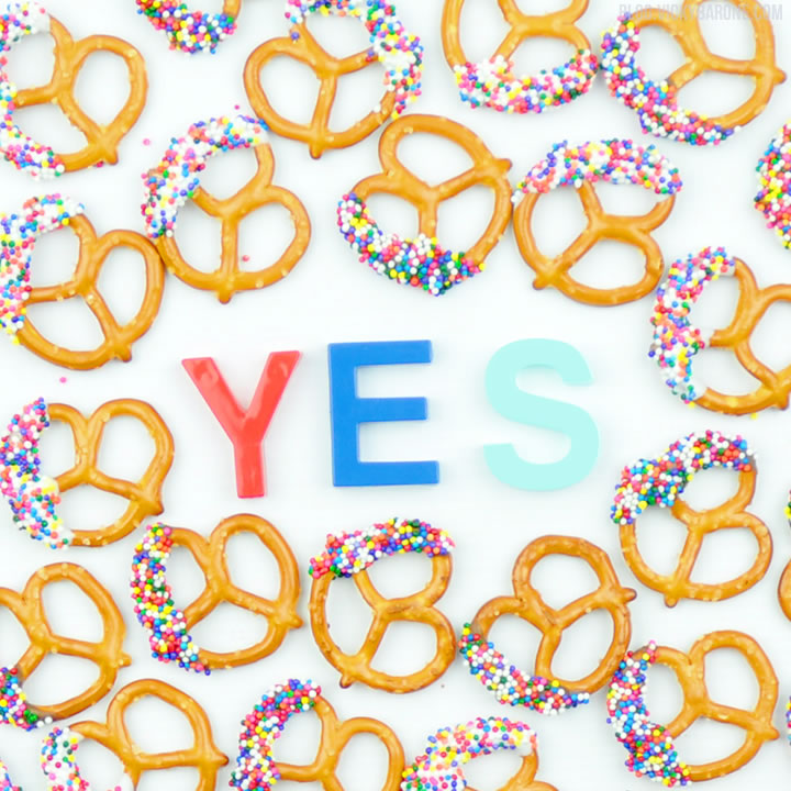Chocolate Dipped Sprinkle Pretzels | Vicky Barone