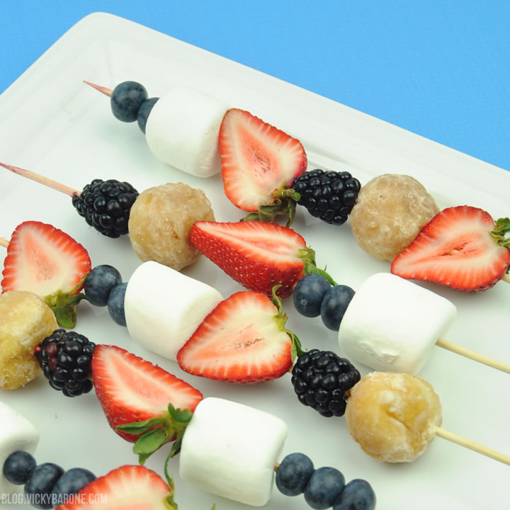 Red White and Blue Dessert Kabobs | Vicky Barone