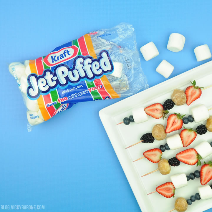 Red White and Blue Dessert Kabobs | Vicky Barone