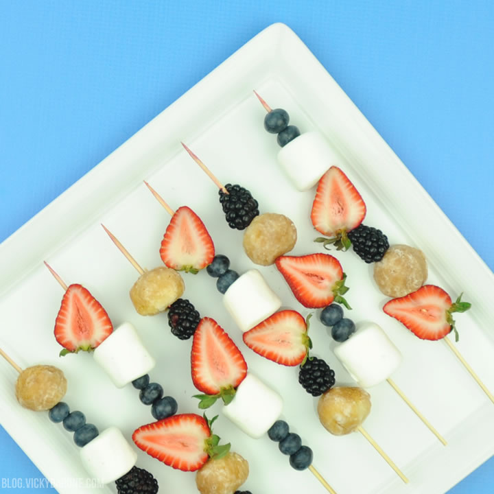Red White and Blue Dessert Kabobs | Vicky Barone