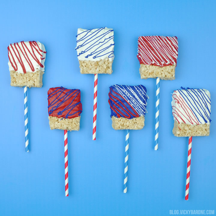 4th of July Rice Krispie Pops | Vicky Barone