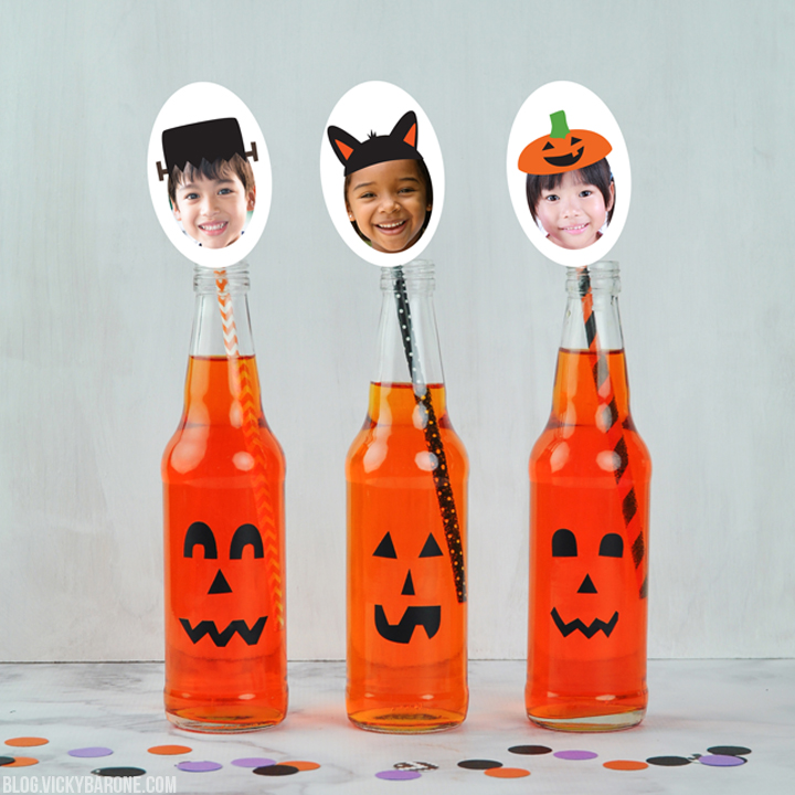 DIY Jack-o-Lantern Soda Bottles | Vicky Barone | Places for Faces
