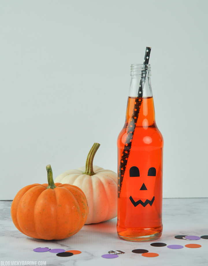 DIY Jack-o-Lantern Soda Bottles | Vicky Barone | Places for Faces