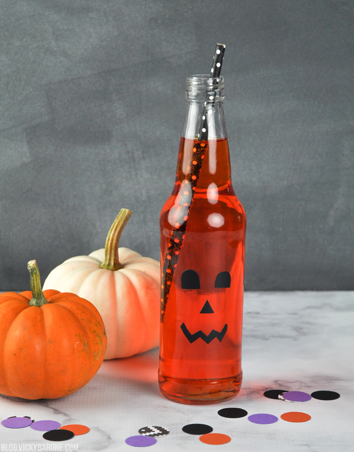 DIY Jack-o-Lantern Soda Bottles | Vicky Barone | Places for Faces