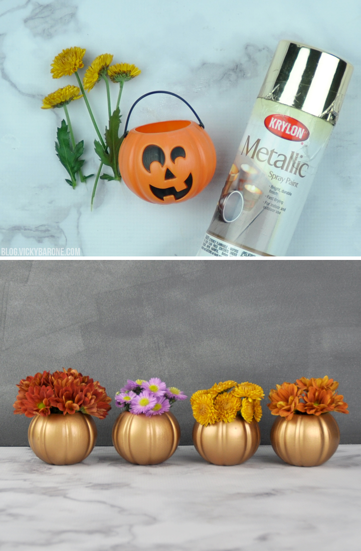DIY Metallic Pumpkin Planters | Vicky Barone