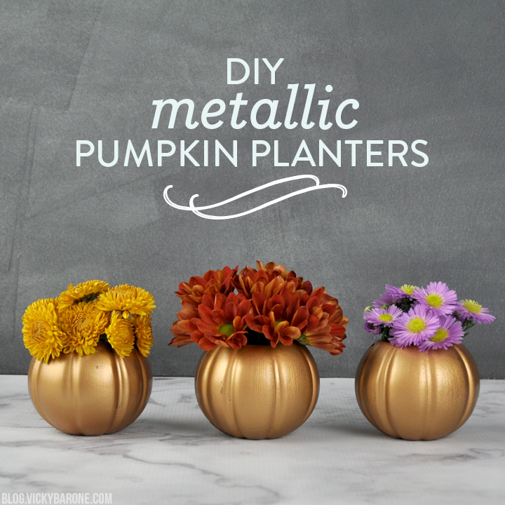 DIY Metallic Pumpkin Planters
