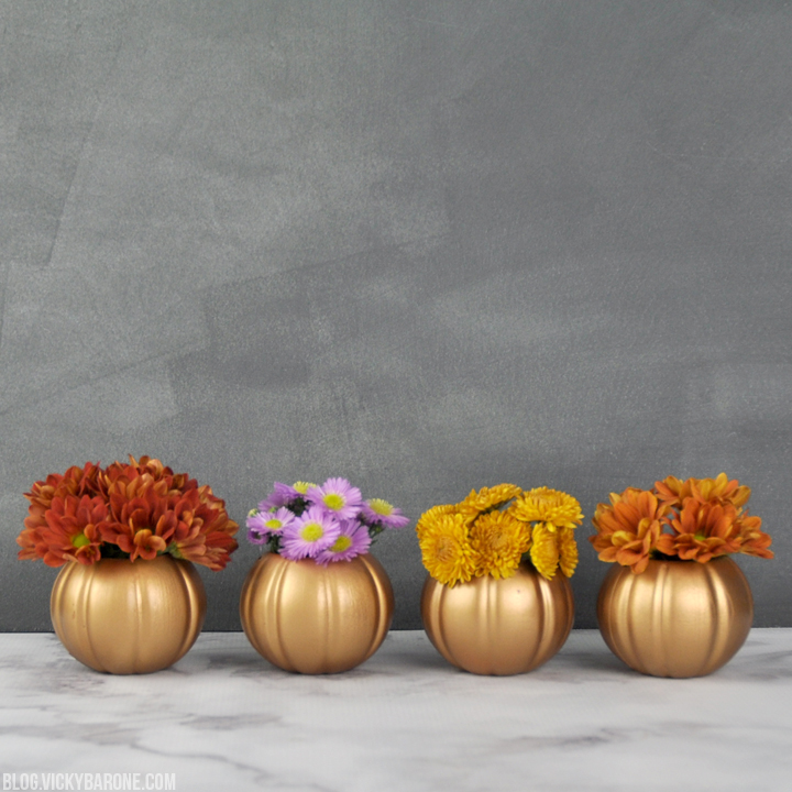 DIY Metallic Pumpkin Planters | Vicky Barone